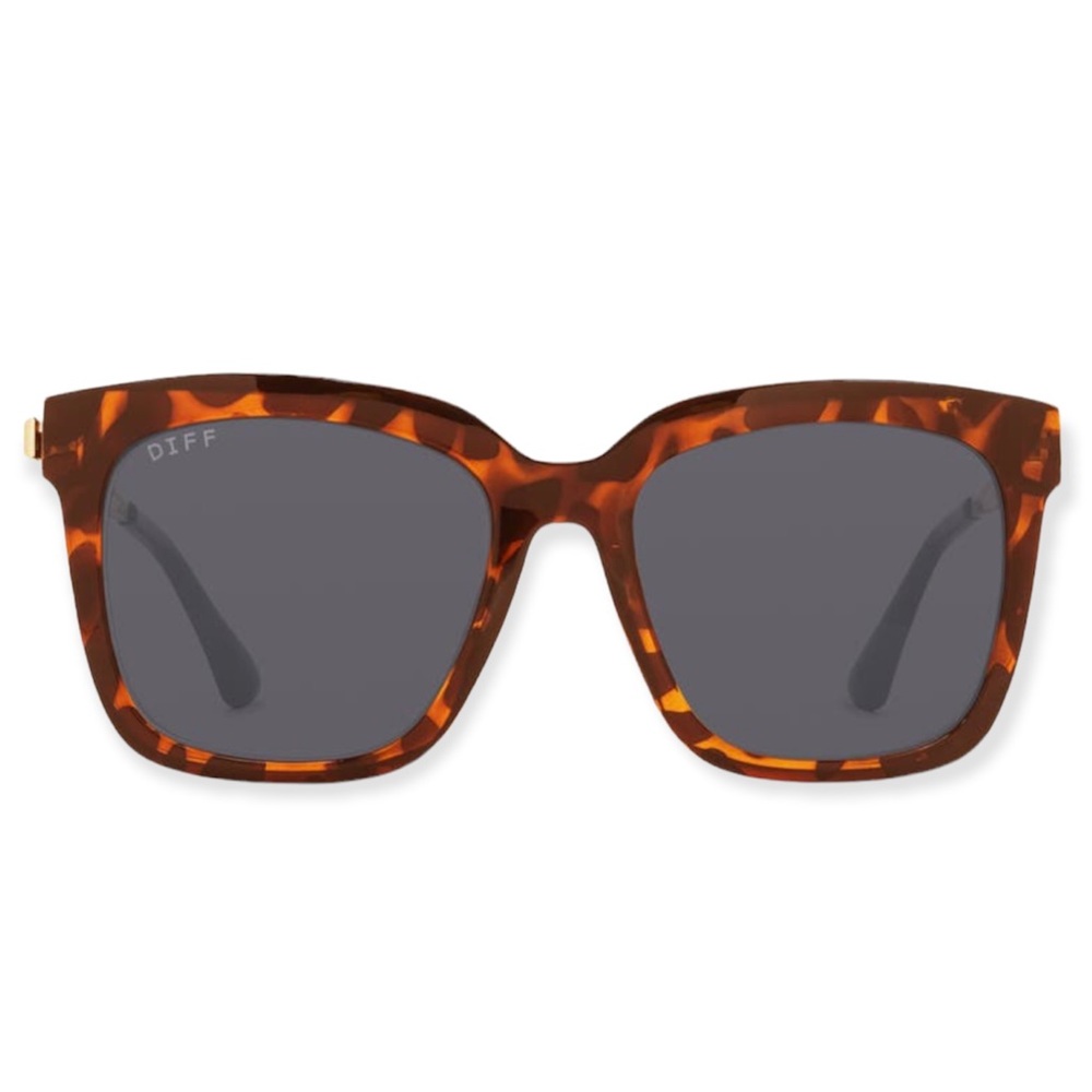 DIFF Hailey Sunglasses Tortoise Gold Frame Grey Lenses Oversized Square NWT